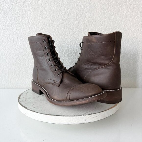 NEW Lane Mens Brown Ankle Boots Size 10 Lace-up Casual Genuine Leather Sole main image 8